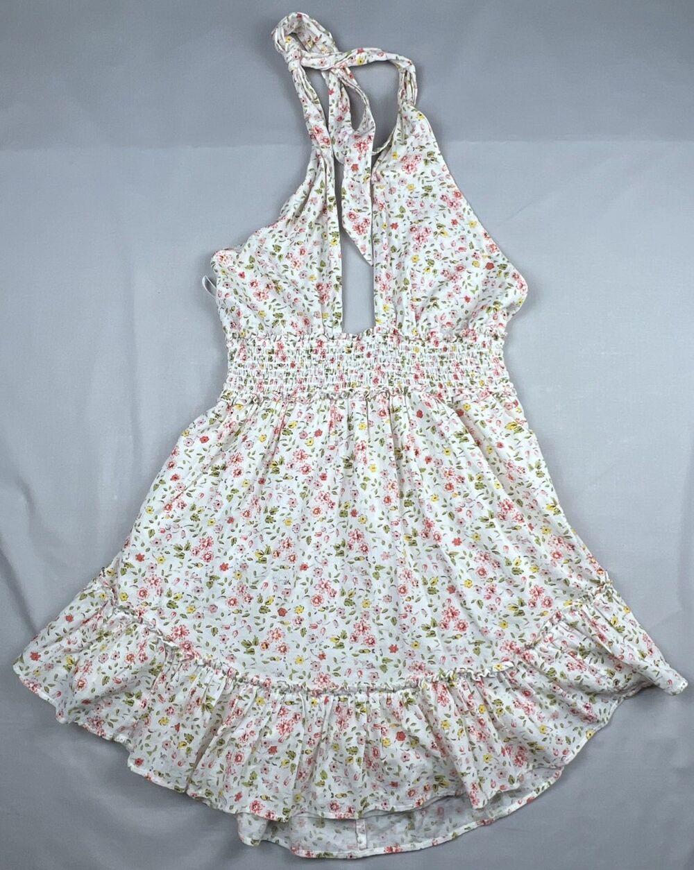 Aerie Cottagecore Open Back Flower Halter Dress Medium